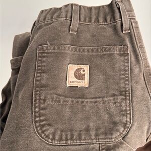 Carhartt Classic Dark Brown Duck Timber Cotton Carpenter Work Pants Jeans 34x36
